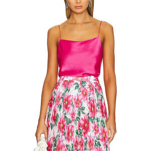 Alice + Olivia 'Harmon' Pink Triacetate Cropped Cowl Neck Tank Top  Size S